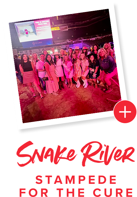 Snake River Stampede for the Cure - Large group posing in rodeo arena