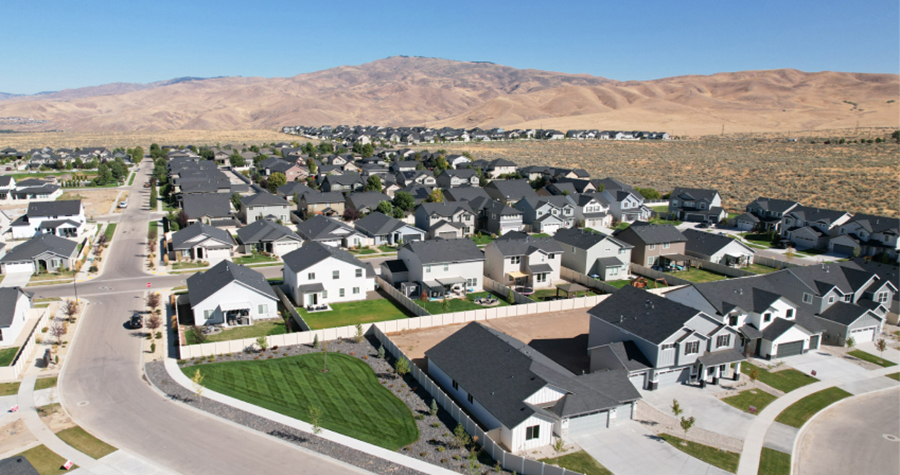 Neighborhood drone image spelling local